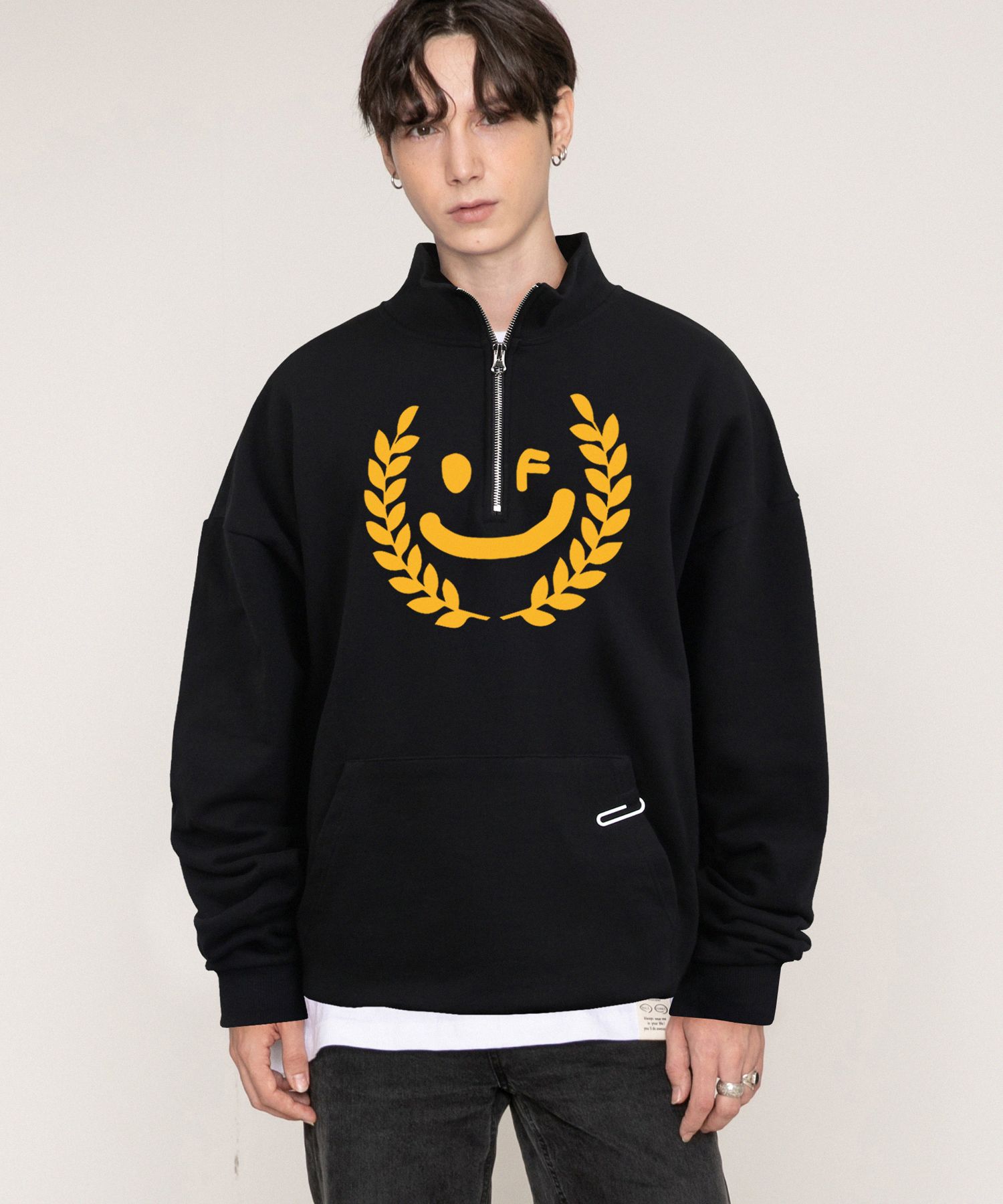 [GRAVER]★BIG SMILE HALF ZIP UP SWEATSHIRT Designer fashion, Seoul-fully created | W Concept