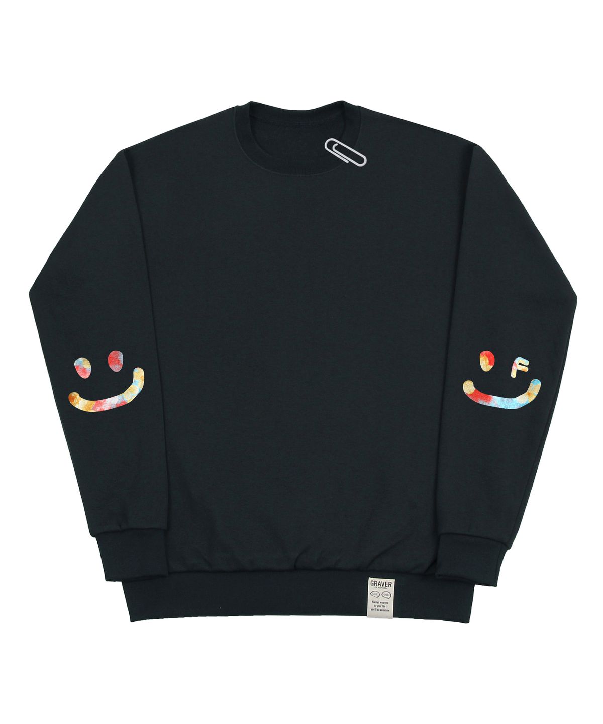 그레이버(GRAVER) [UNISEX]멀티 포일 스마일드로잉 맨투맨_차콜