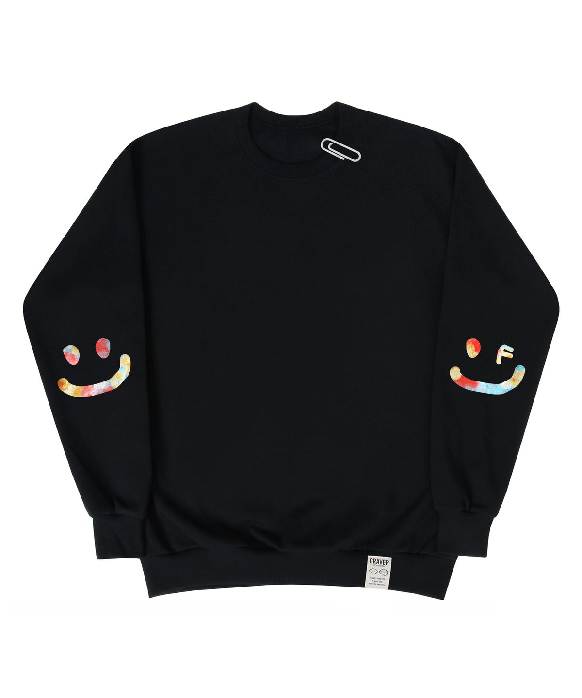 그레이버(GRAVER) [UNISEX]멀티 포일 스마일드로잉 맨투맨_블랙