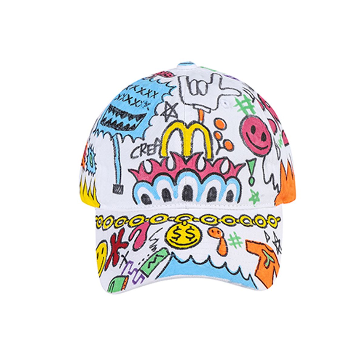 더 매드니스(THE MADNESS) HAND WORK CRAZY SMILE CAP_WH