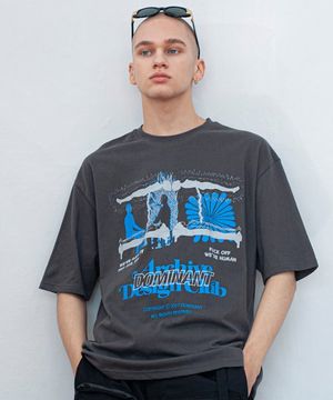 아웃오브바디 반팔 티셔츠_먹색