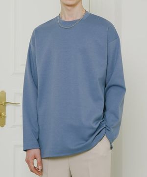 오버핏 퓨어헤비 긴팔티셔츠 인디블루