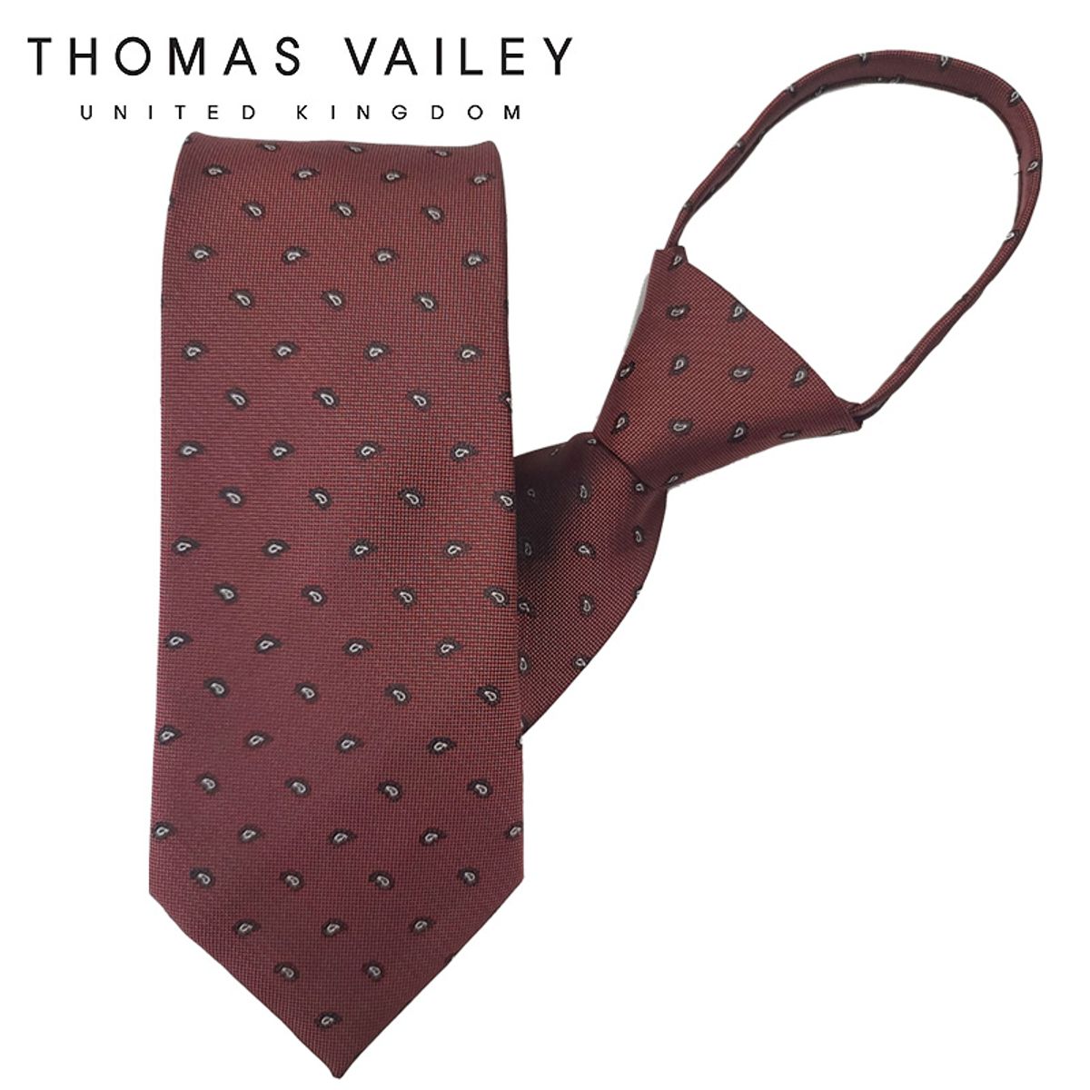 토마스 베일리(THOMAS VAILEY) 자동/지퍼넥타이-브릭페이즐리 다크오렌지 7.5cm
