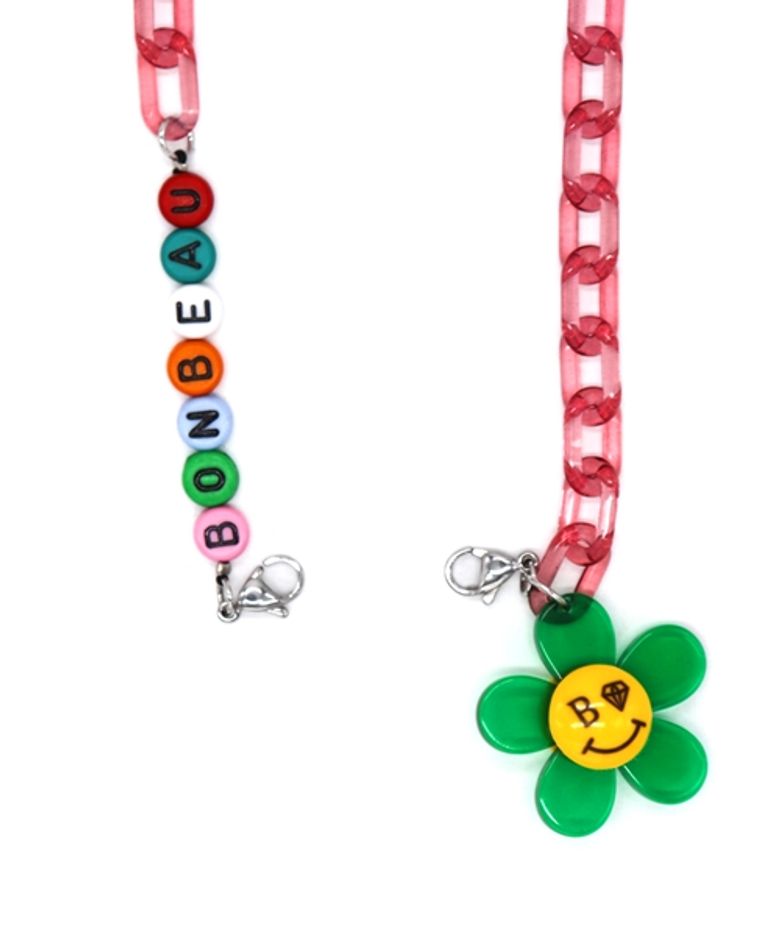 Kitsch color initial flower smile chain mask strap 컬러 스마일 이니셜 체인 마스크줄 스트랩