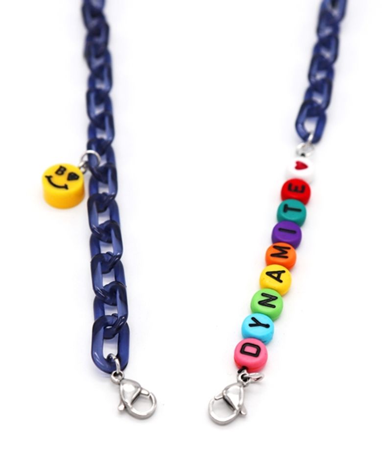 Smile color initial acrylic chain mask strap 스마일 이니셜 아크릴 체인 마스크 스트랩