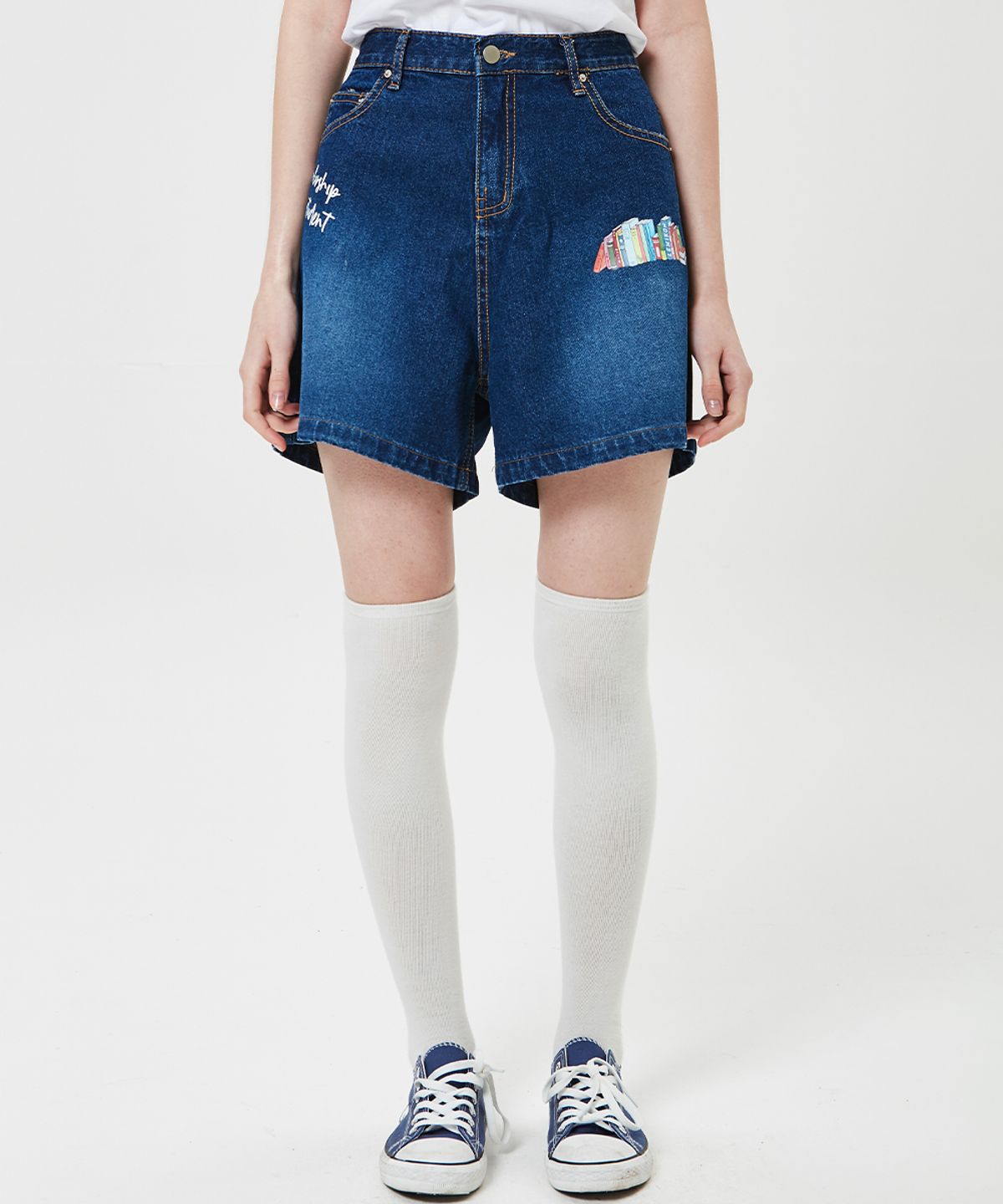 메인부스(MAINBOOTH) (W)Book Club Oversized Shorts(DEEP BLUE)