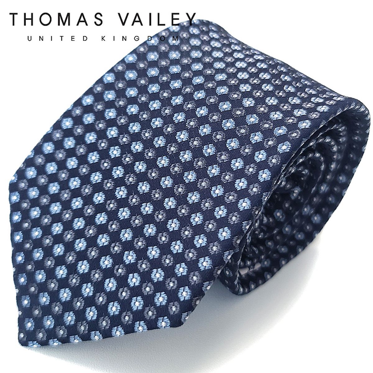 토마스 베일리(THOMAS VAILEY) 실크넥타이-옥시 네이비 7.5cm