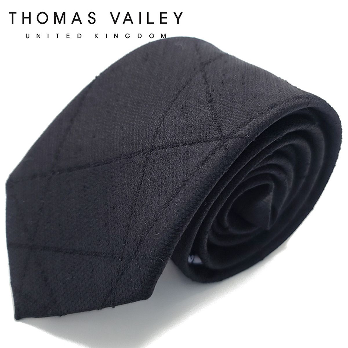 토마스 베일리(THOMAS VAILEY) 실크넥타이-오블리크 블랙 7.5cm