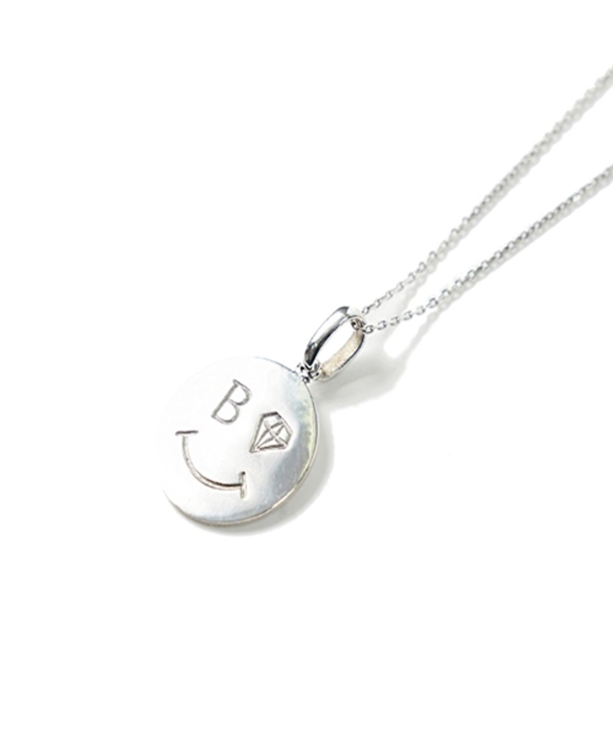 봉보(BONBEAU) Smile coin  long silver Necklace 실버 925 스마일 코인팬던트 롱 은목걸이