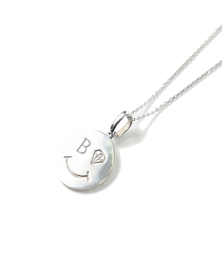 Smile coin  long silver Necklace 실버 925 스마일 코인팬던트 롱 은목걸이