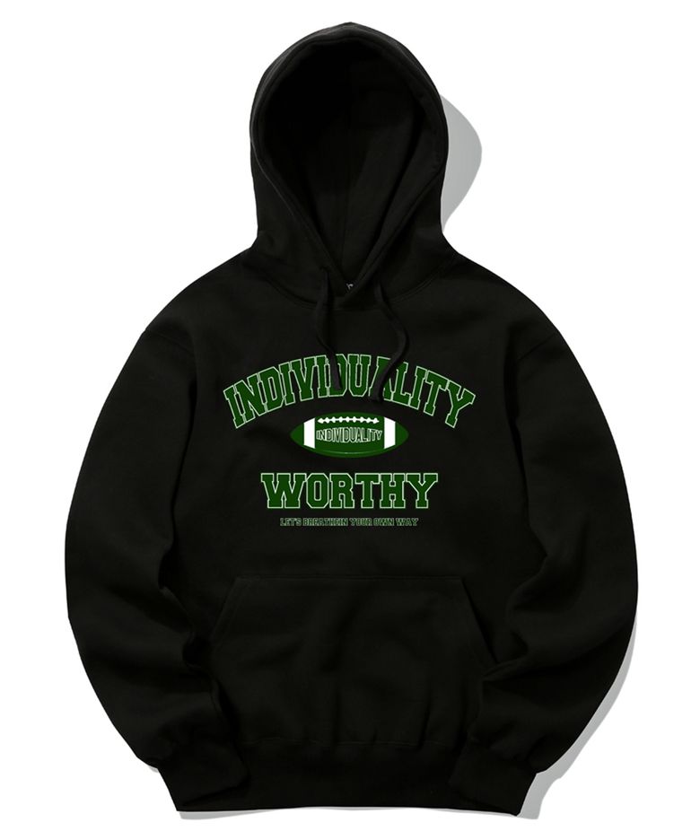 RUGBY LOGO 후드티 - 블랙