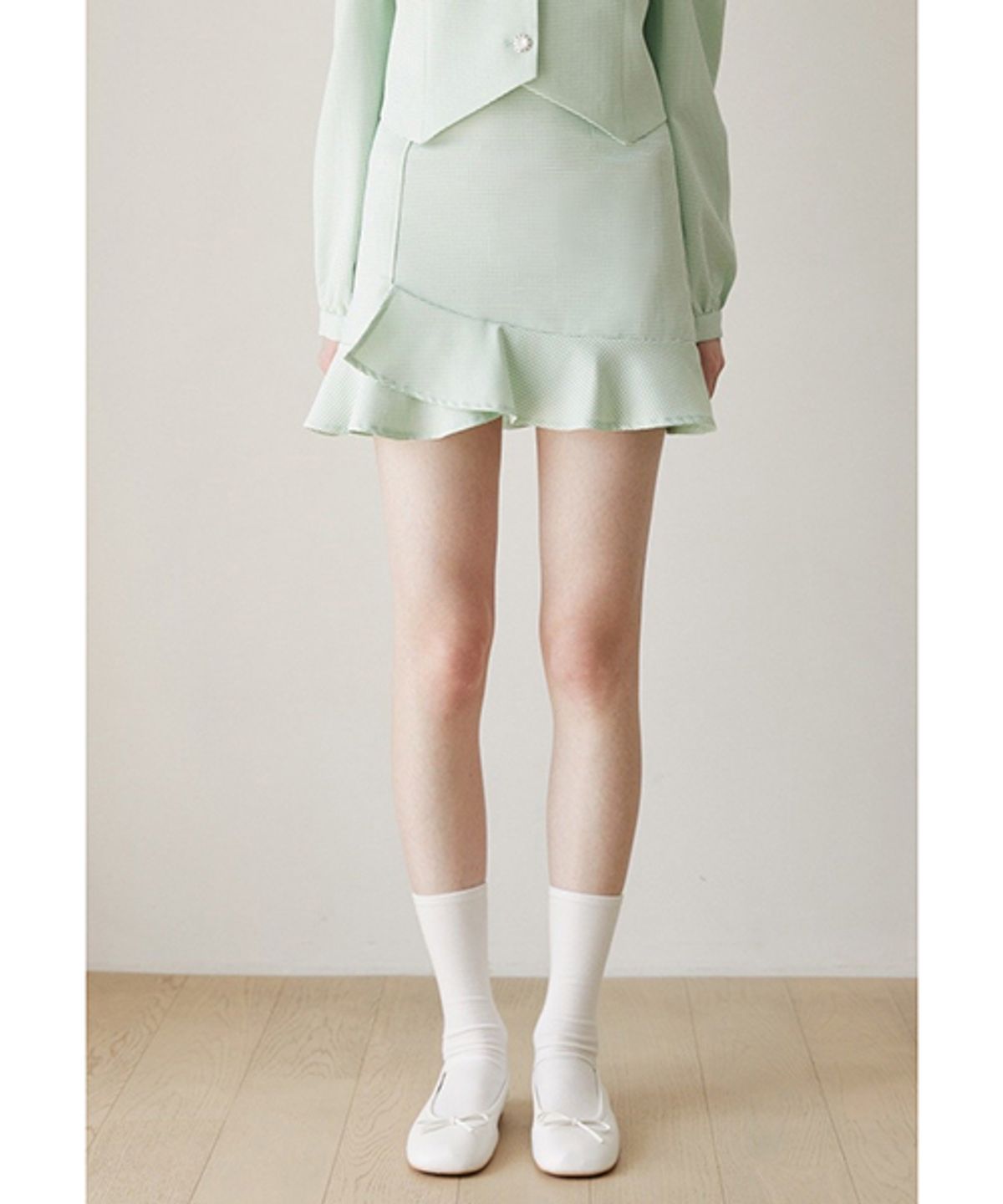 모어댄라이크(MORE THAN LIKE) FRILL SKIRT - MINT