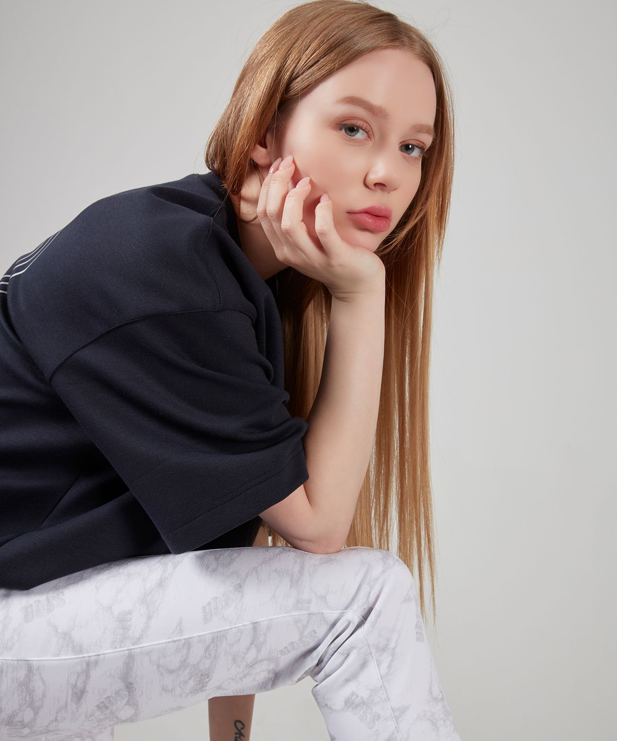 에스에스큐알(SSQR) 여성 반팔 티셔츠 SESK_01_네이비