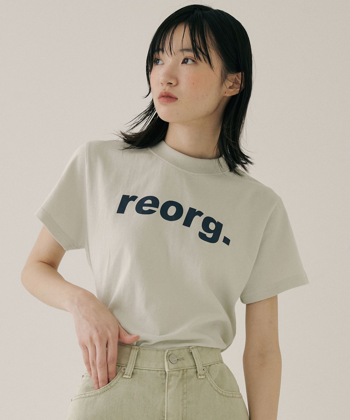 리올그(REORG) PRINTING T-SHIRTS LIGHT GRAY