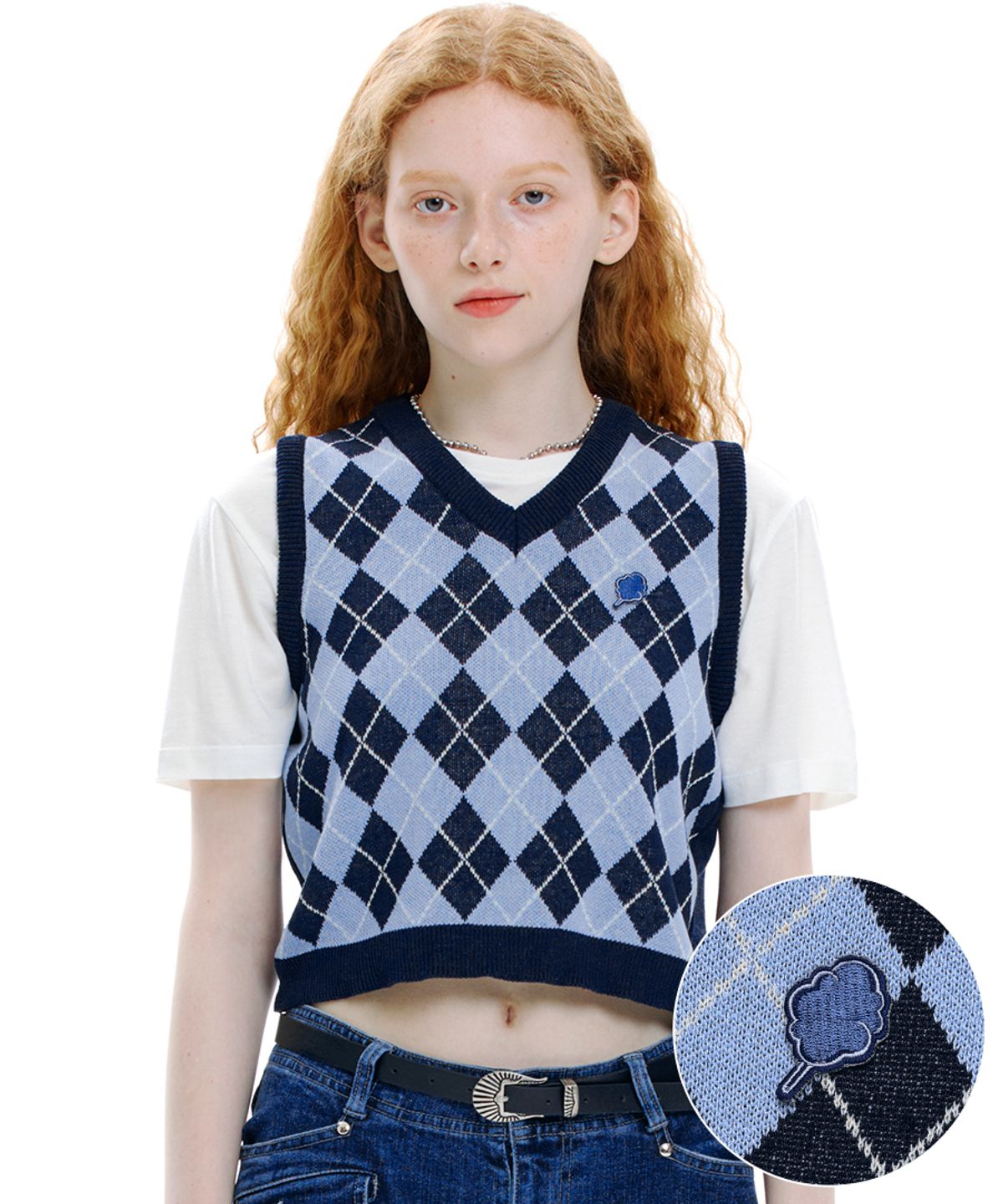 클로티(CLOTTY) ARGYLE KNIT VEST NAVY(CY2BMFK600A)