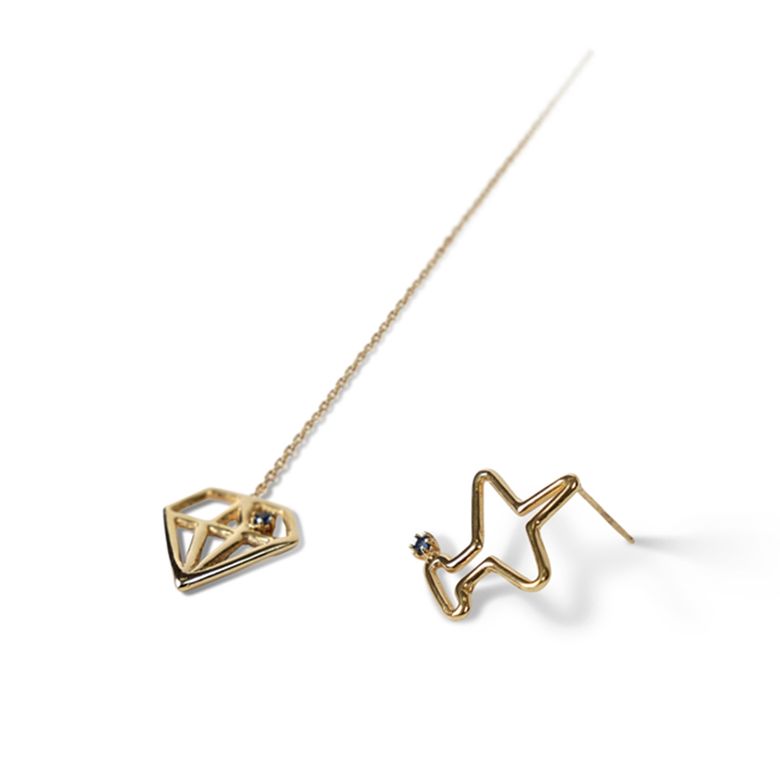 Airplane dia gold Eearings set 14k 골드 다이아 드롭 비행기 금귀걸이 세트