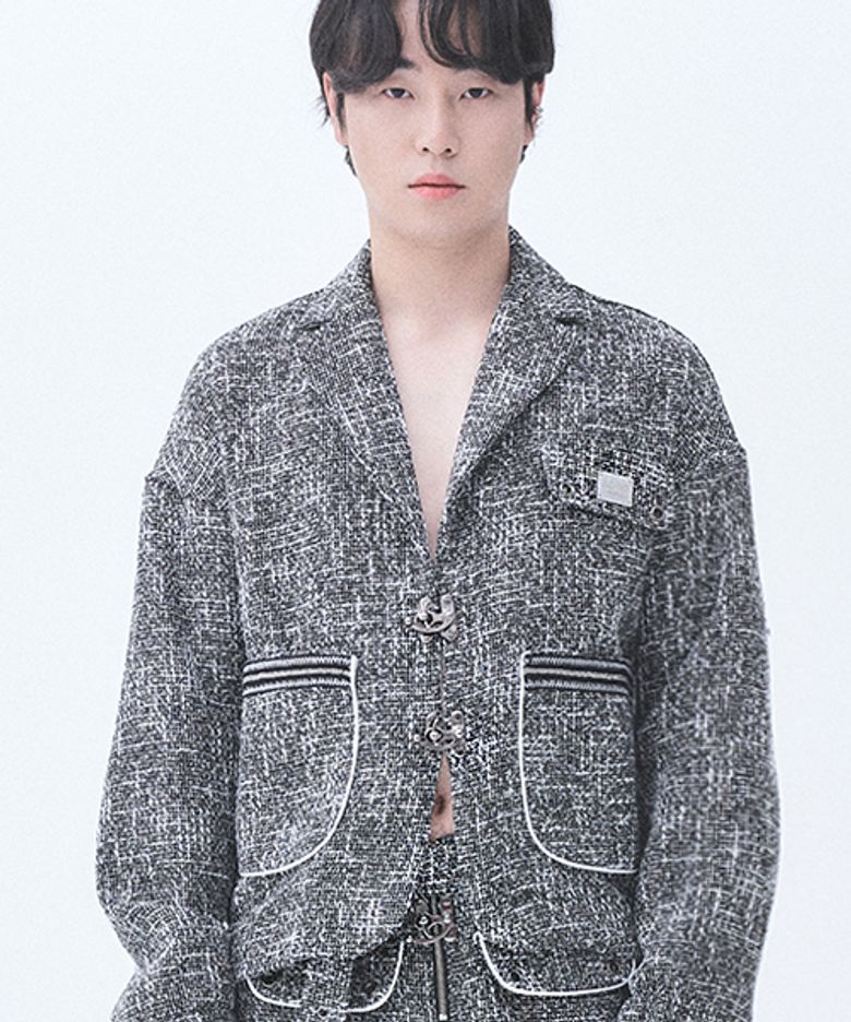 트위드 드롭 블레이져_검정
