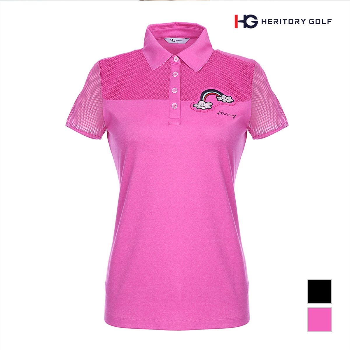 헤리토리골프(HERITORY GOLF) 여성 메쉬 배색 카라티셔츠_MGWASTM4311