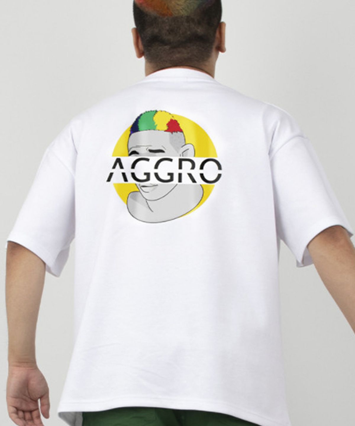 어그로(AGGRO) 레인보우 반팔 티셔츠 WHITE