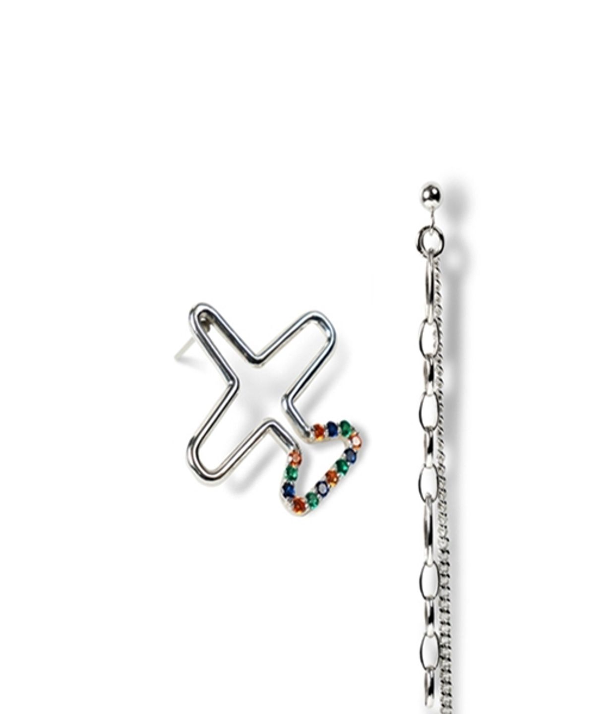 봉보(BONBEAU) Big airplane Eearings set 비행기 빅이어링 큐빅 체인 은귀걸이 세트