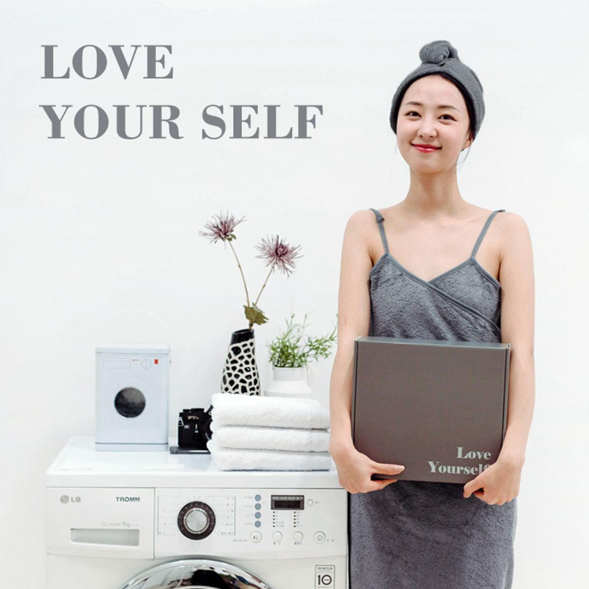 송월타올(SONGWOL TOWEL) [Love Yourself] 크로스가운 풀패키지 선물세트(가운1+헤어밴드1+헤어터번1)