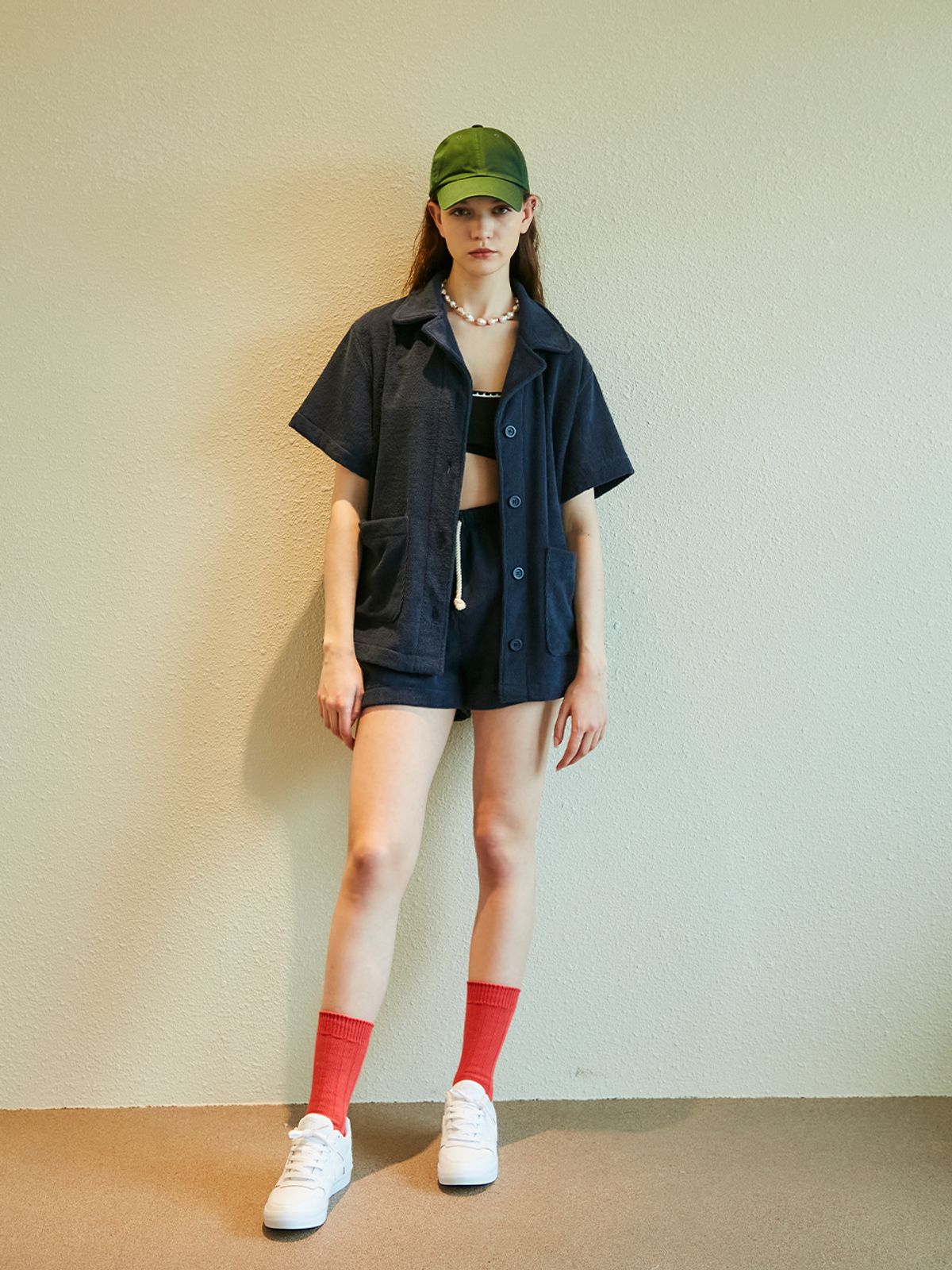 레브레브(REVE REVE) NAVY TERRY SHIRTS