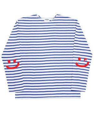 [UNISEX]엘보우 스마일드로잉 스트라이프 롱슬리브_블루