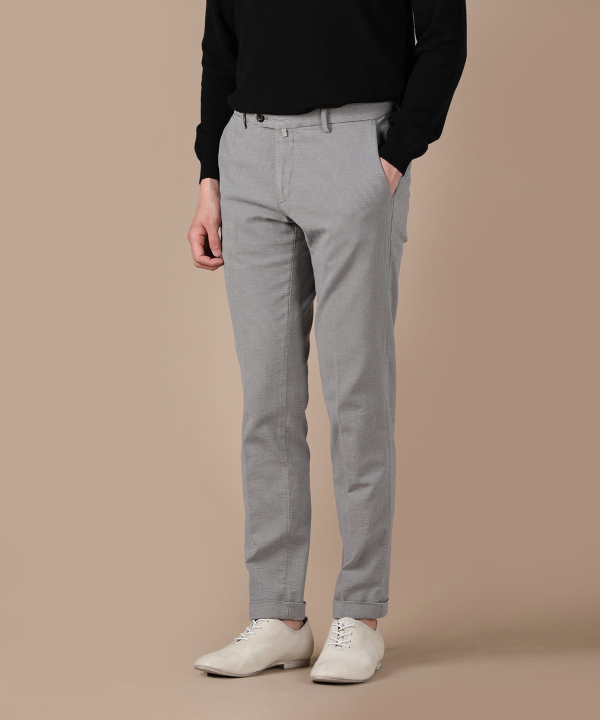 빠니깔레(PANICALE) 그레이 레귤러 슬림핏 패턴 팬츠