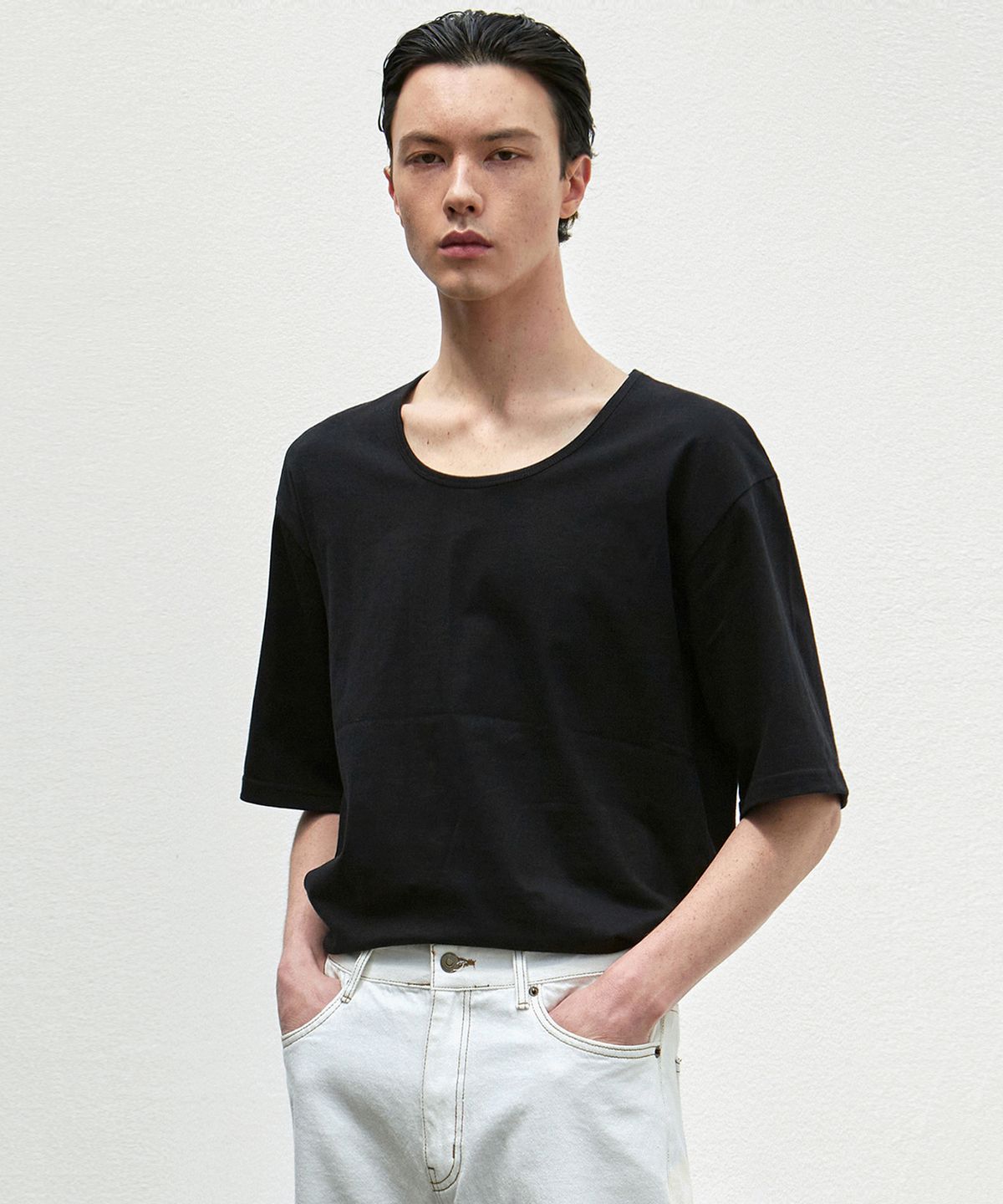 닉앤니콜(NICK&NICOLE) COTTON PREMIUM T-SHIRT_BLACK