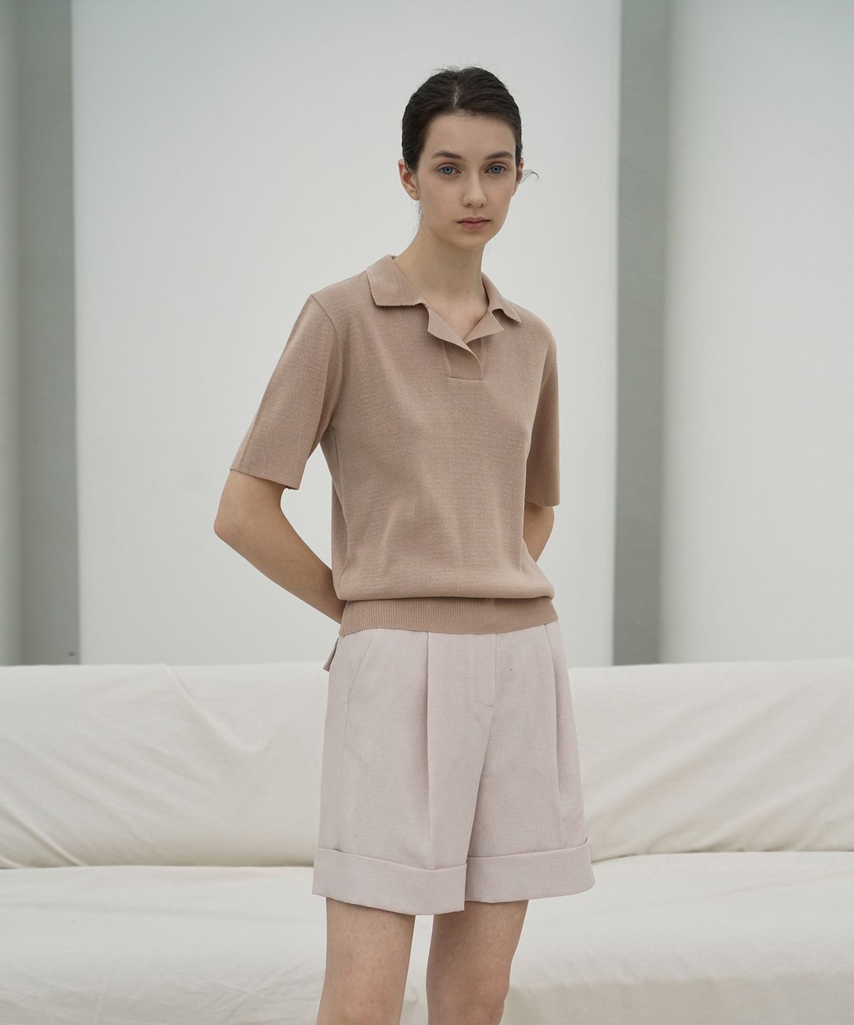 리이(RE RHEE) CUBAN COLLAR SHORT SLEEVED KNIT SHIRT BE