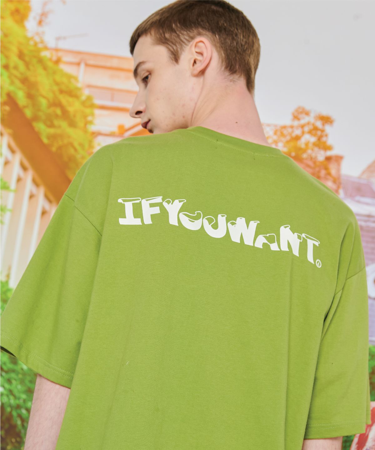 이퓨원트(IFYOUWANT) PAPER LOGO T-shirt greenyellow