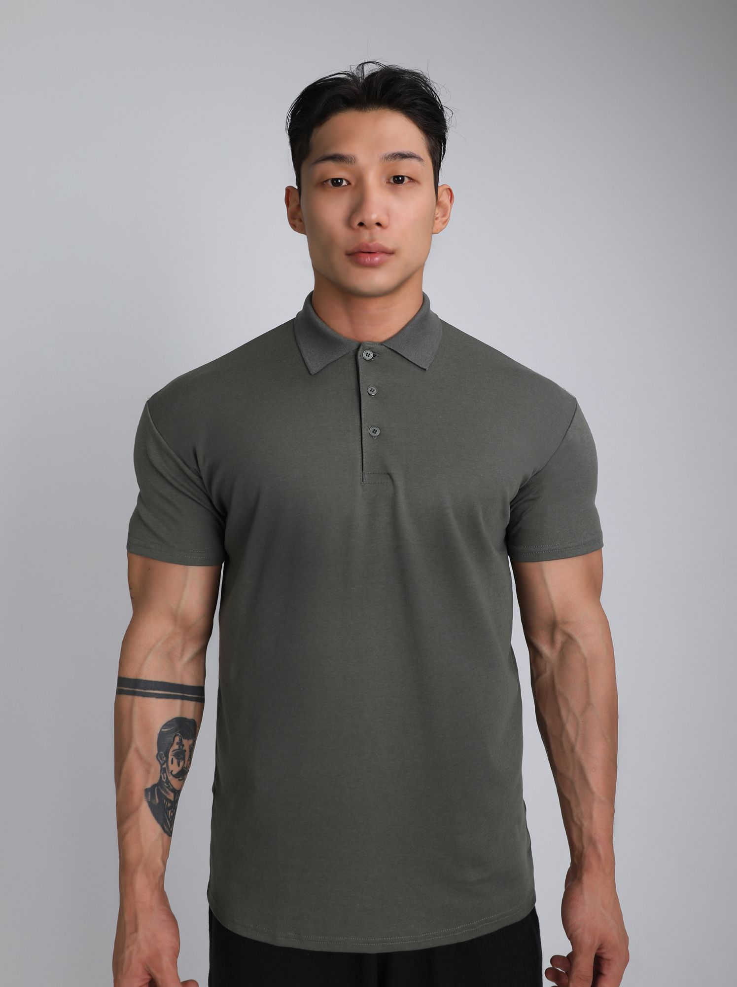 MUSINSA RVD Plain Modal Muscle Fit Polo Shirt (Khaki)