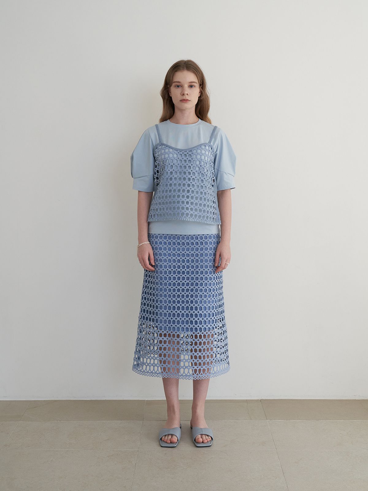 라비올렛트(LA VIOLETTE) Lace Skirt (Sky Blue)