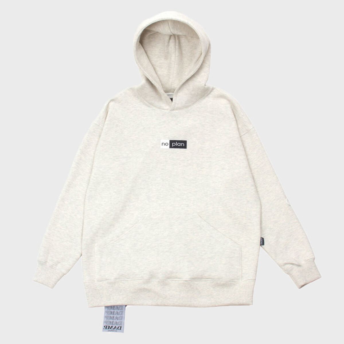 돈애스크마이플랜(DAMP) NO PLAN BOX LOGO HOODY 4.5_OATMEAL