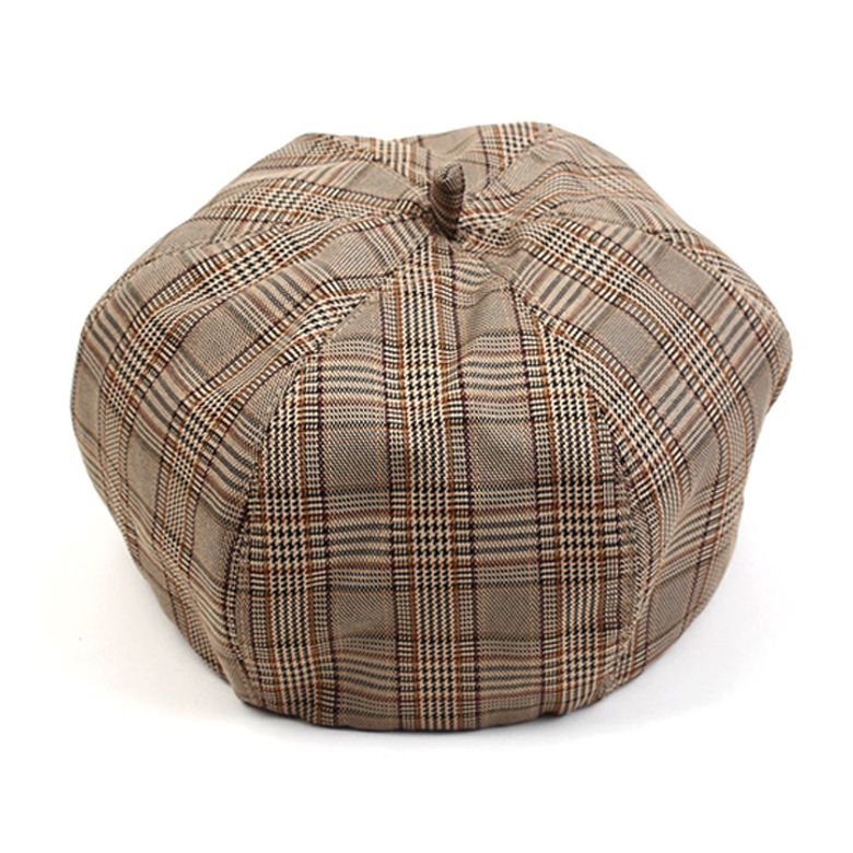 Beige Glen Check Beret 체크베레모