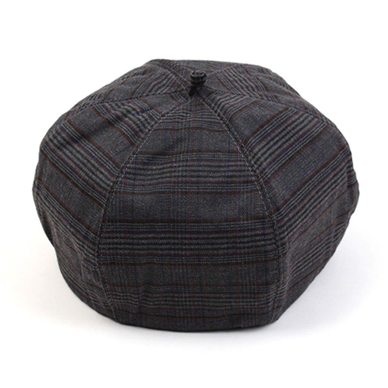 Charcoal Glen Check Beret 체크베레모