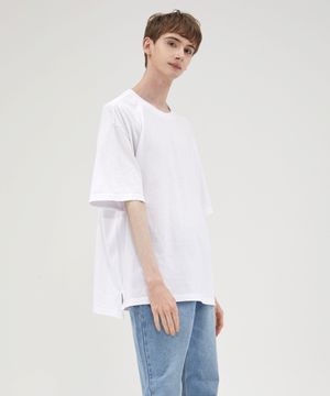 프리미엄코튼 레이어드 트임 반팔 티셔츠 (VNCTS230) 화이트