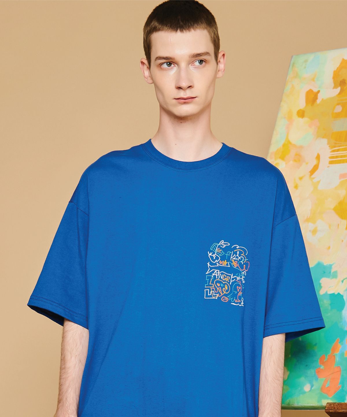 이퓨원트(IFYOUWANT) Beachffiti T-shirt blue