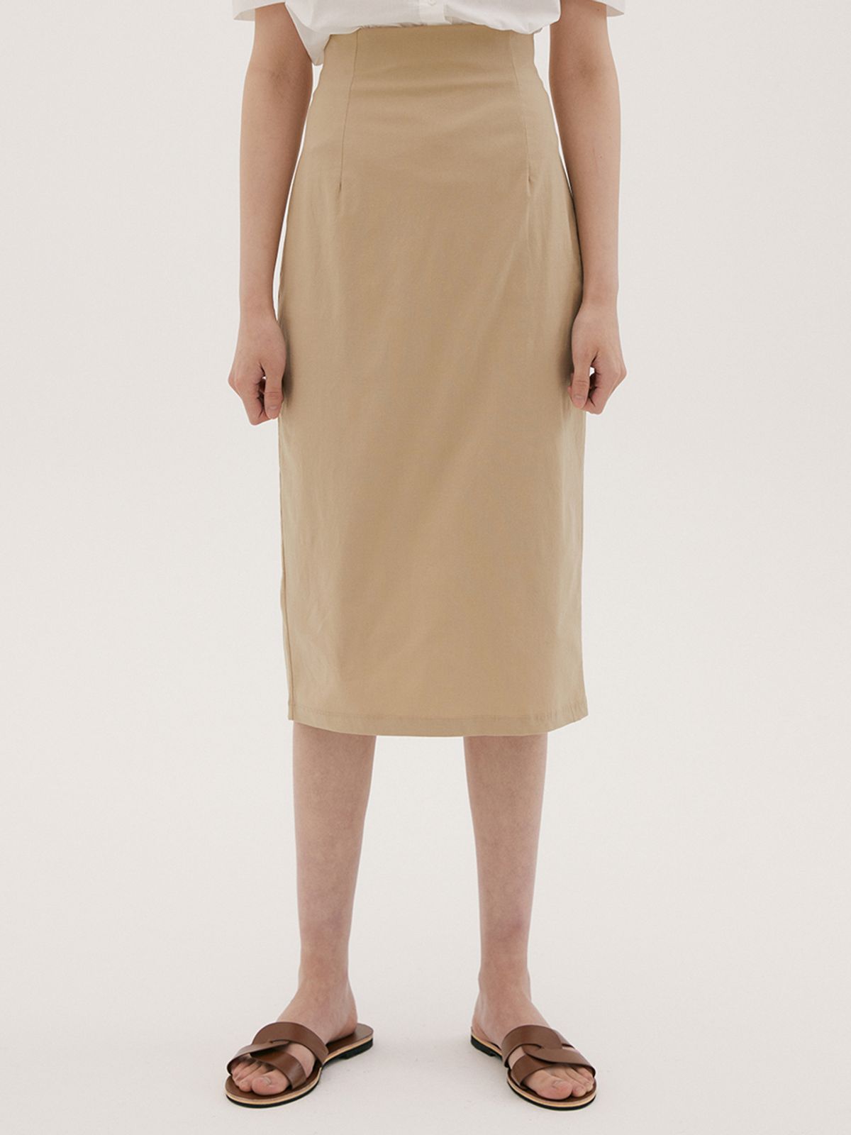 리올그(REORG) FSK LINEN BACK SLIT SKIRT BEIGE