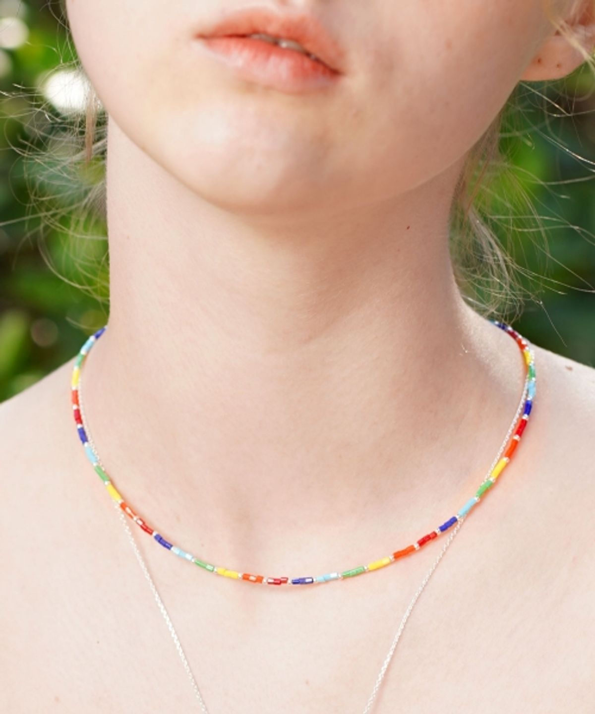 봉보(BONBEAU) Rainbow delica beads choker Necklace 레인보우 컬러 델리카비즈 초커 목걸이