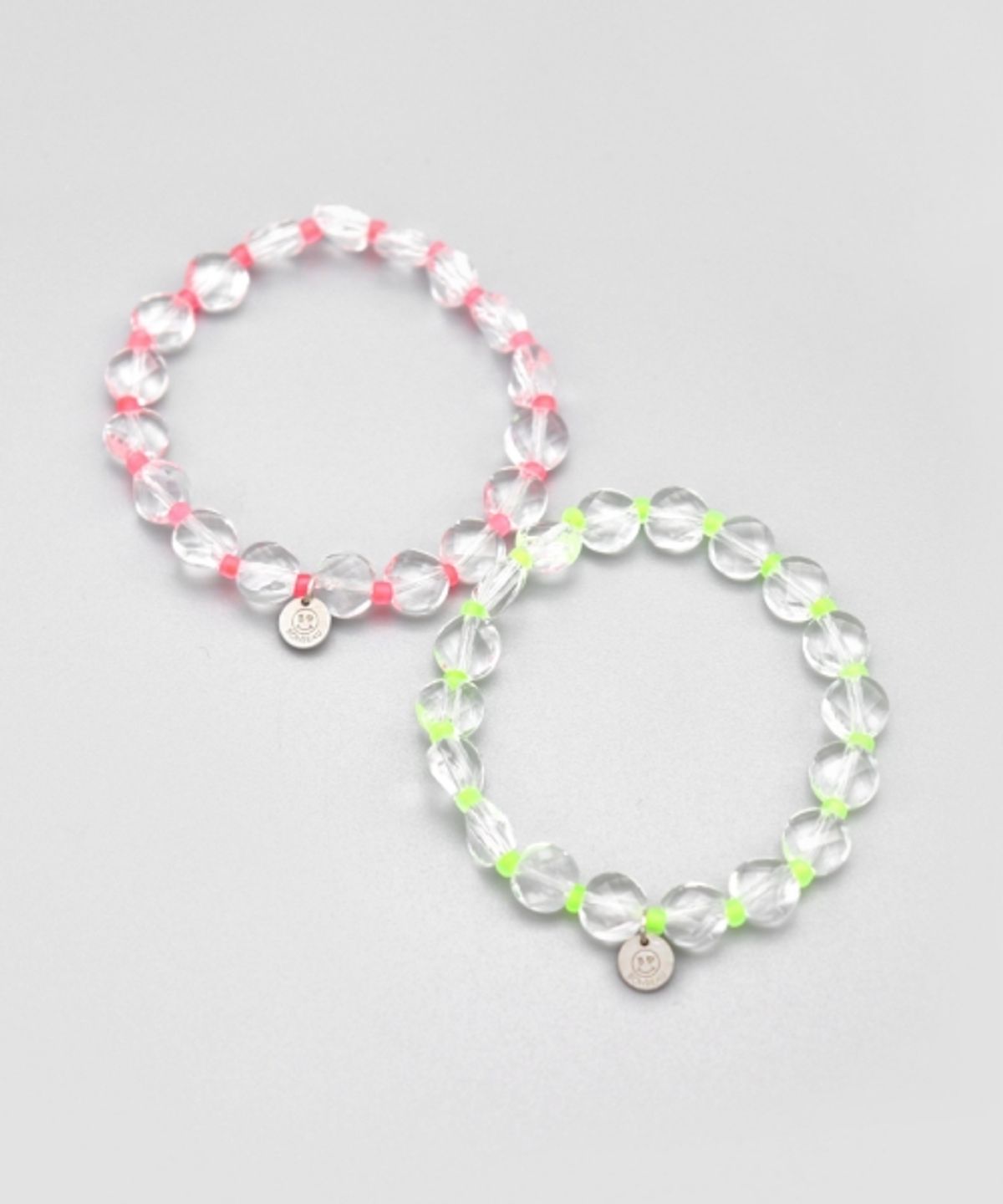 봉보(BONBEAU) Bright cutting glassball beads mix Bracelet 투명볼 네온컬러 비즈 스마일 참 팔찌