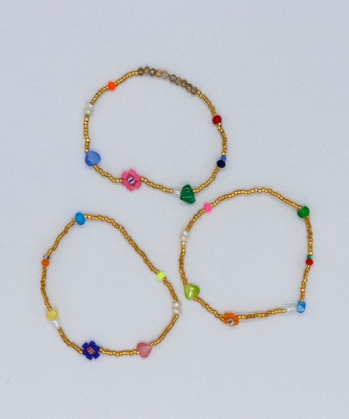 봉보(BONBEAU) Color flower gold beads Bracelet 담수진주 골드비즈 꽃 팔찌 3color