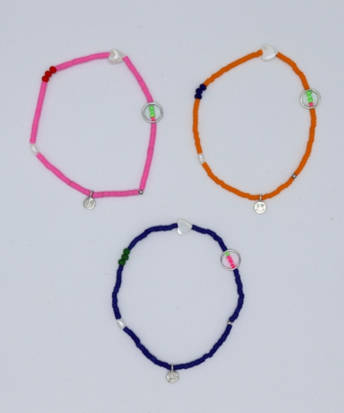 봉보(BONBEAU) Multi charms simple beads Bracelet 스마일 참 레이어드 비즈 팔찌 3color