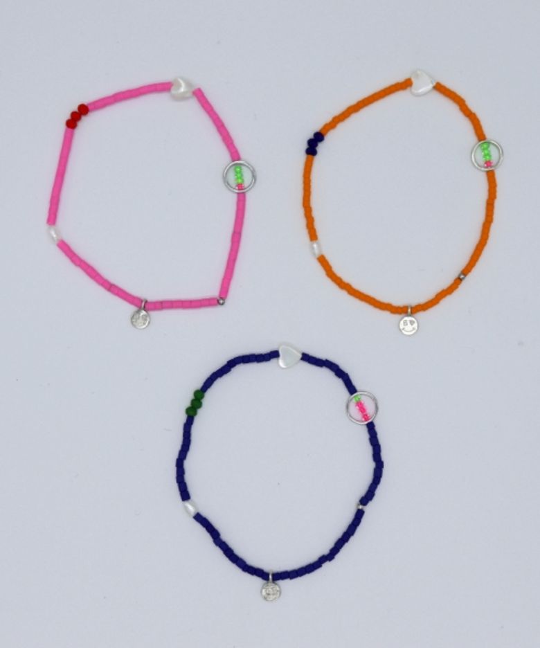 Multi charms simple beads Bracelet 스마일 참 레이어드 비즈 팔찌 3color
