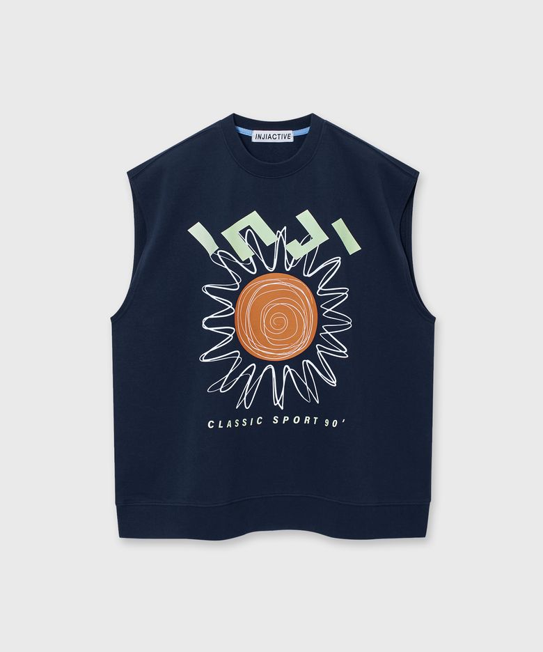 SUN DRAWING SLEEVELESS SWEATSHIRT 네이비