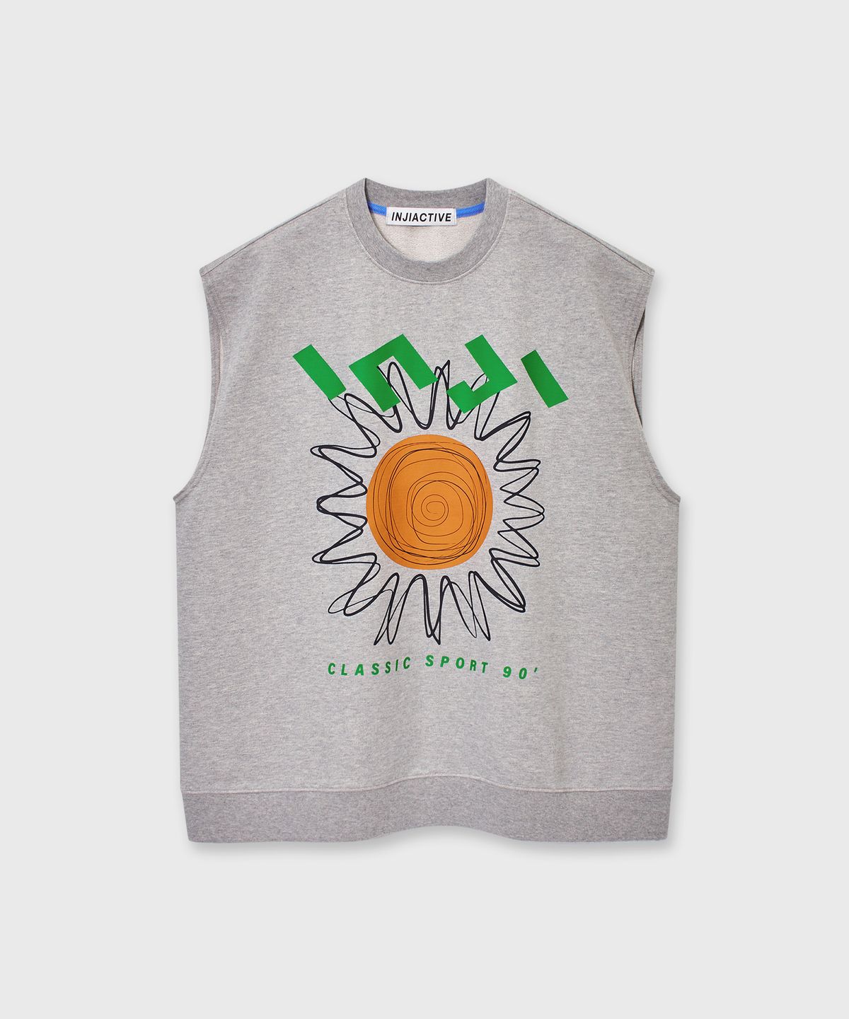 인지액티브(INJIACTIVE) SUN DRAWING SLEEVELESS SWEATSHIRT 그레이