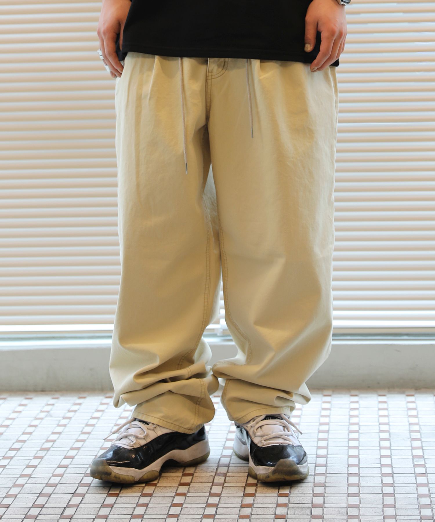 MUSINSA BSRABBIT MID 90 BAGGY COTTON PANTS BEIGE