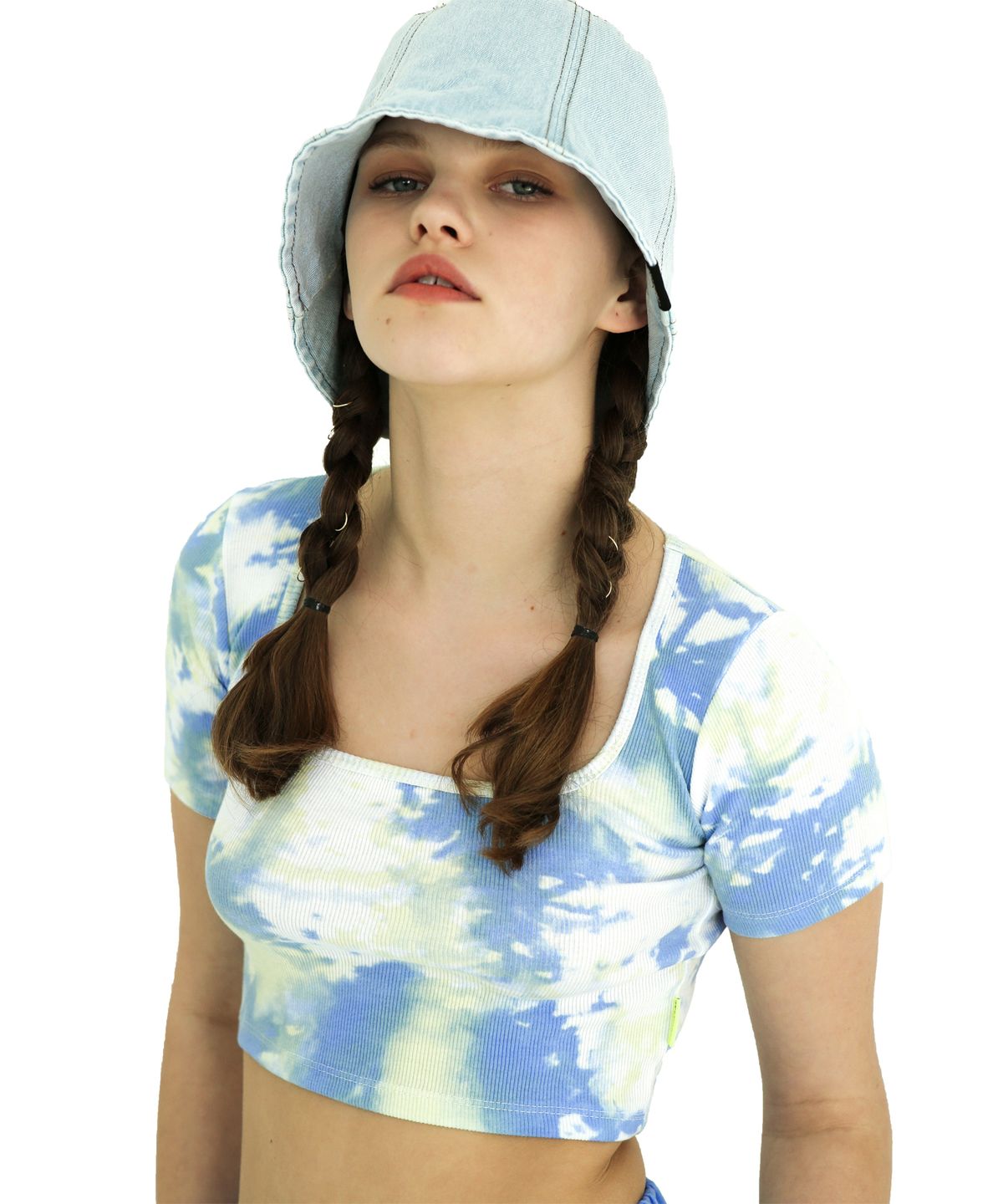 어나더에이(ANOTHER A) Tiedye Square top [Skyblue/Purple]
