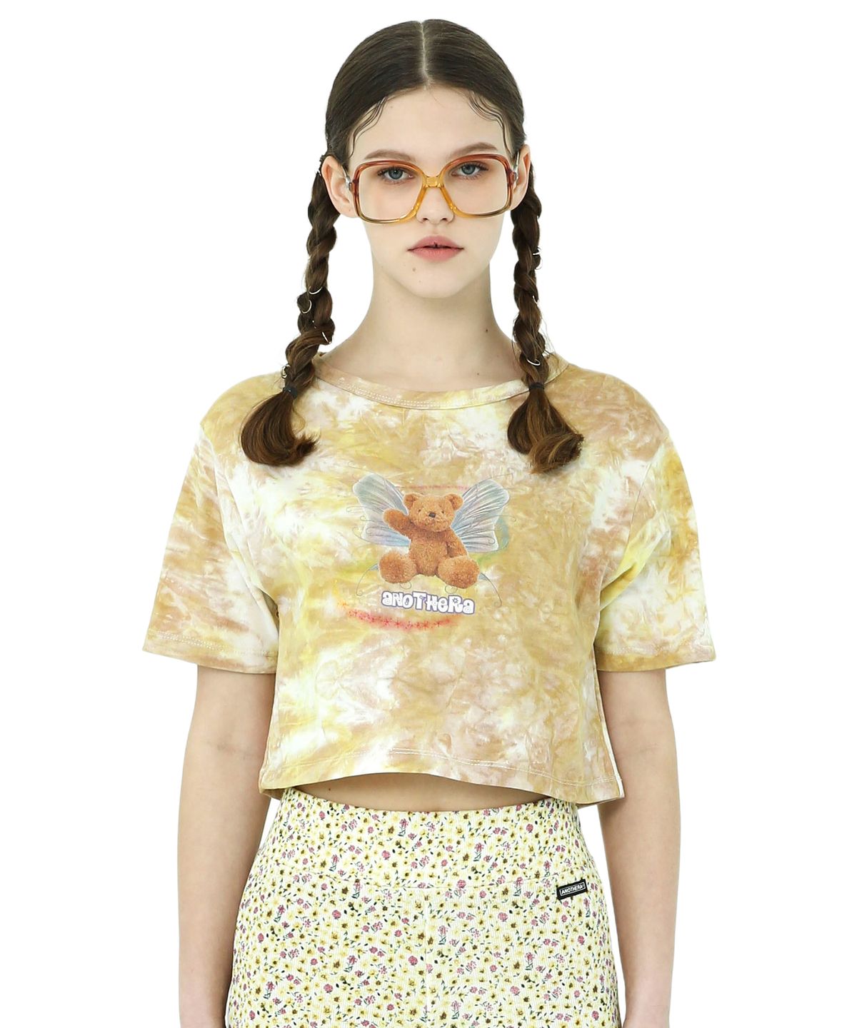 어나더에이(ANOTHER A) Tiedye Bear Crop Top [ Yellow/Green ]