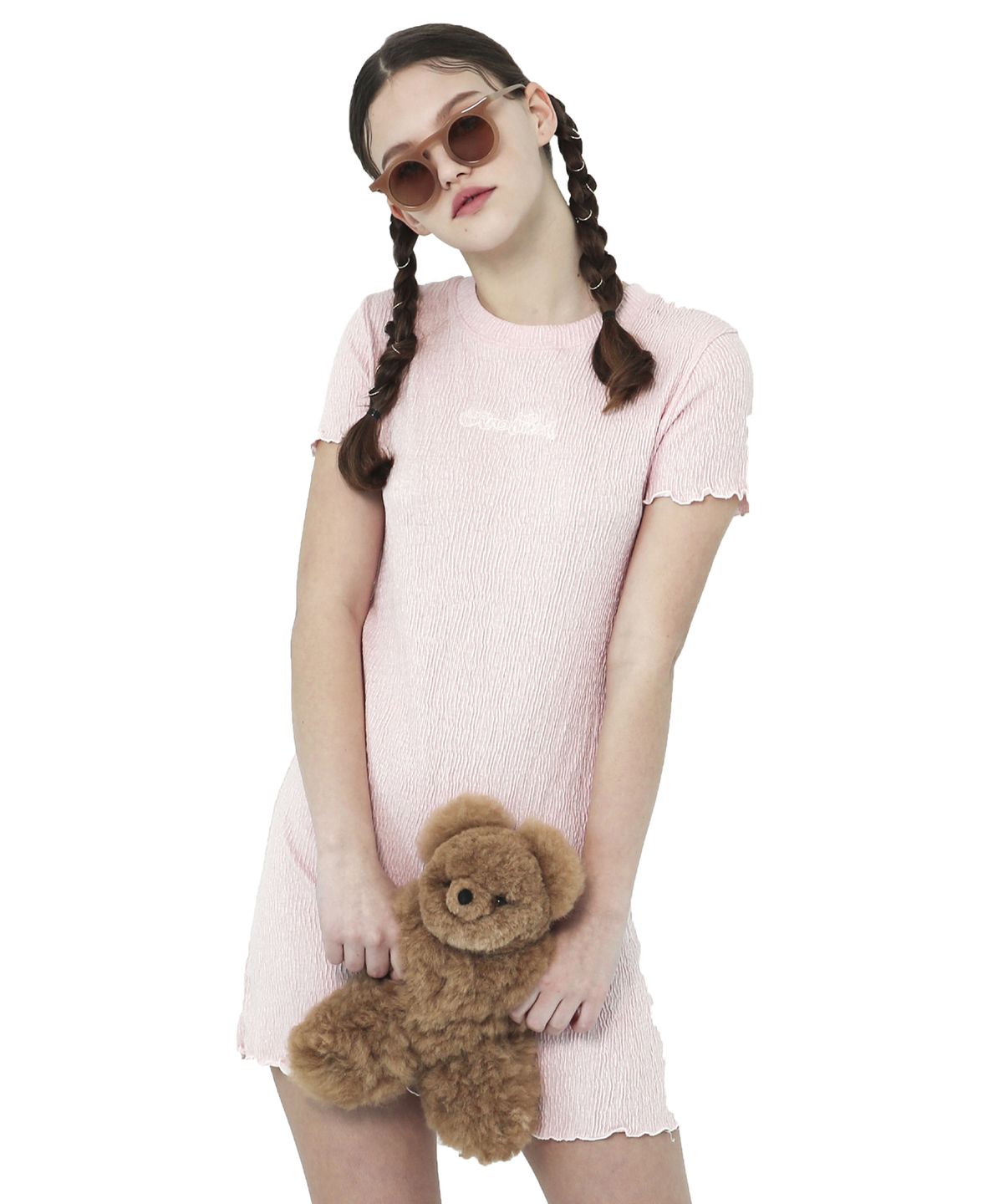 어나더에이(ANOTHER A) Crease Mini Dress [ White/Pink/Flower ]